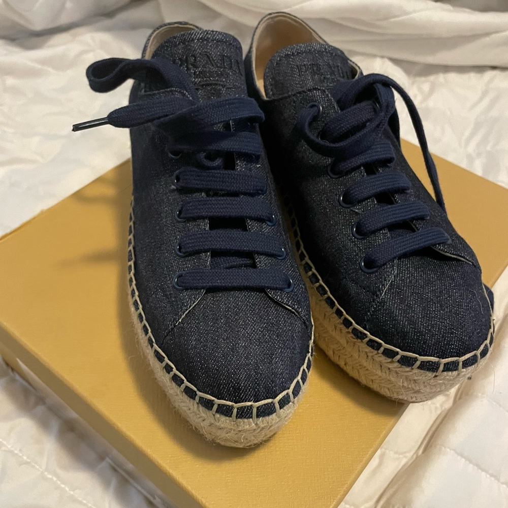 Prada sneaker canvas wedge